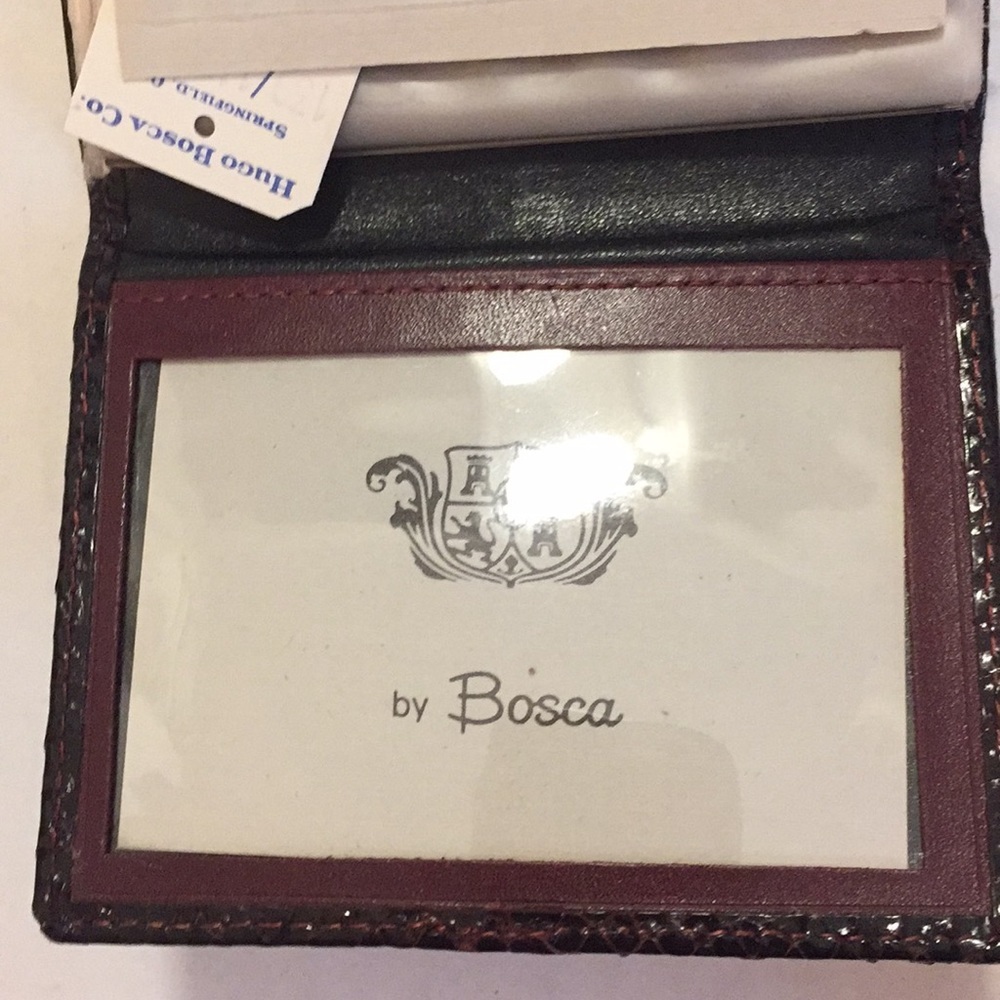 Vintage Snakeskin Card Holder NWT Burgundy Leather Wallet ID Picture Organizer - Picture 5 of 9